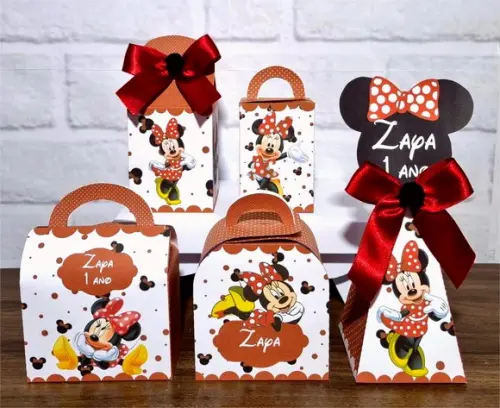 Kit 30 Caixas Personalizados Minnie Vermelha