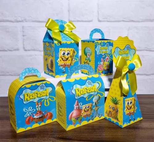 Kit 40 Caixas Personalizados Bob Esponja