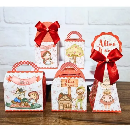 Kit 40 Caixas Personalizados Chapeuzinho Vermelho