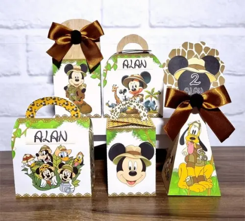 Kit 40 Caixas Personalizados Mickey Safari