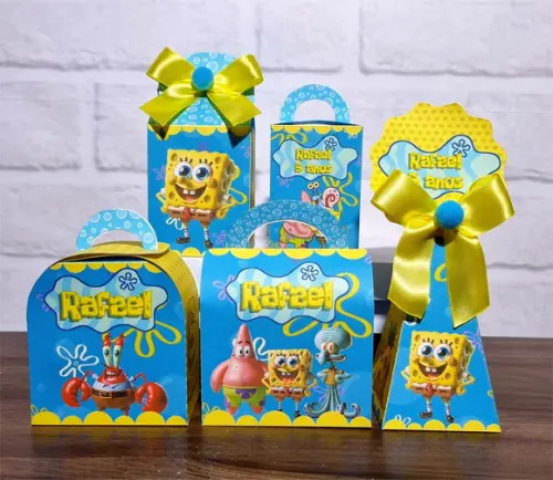Kit 50 Caixas Personalizados Bob Esponja