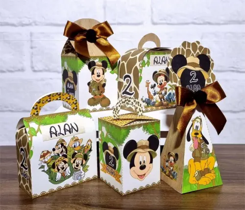 Kit 50 Caixas Personalizados Mickey Safari