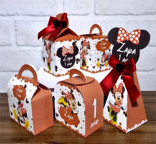 Kit 50 Caixas Personalizados Minnie Vermelha