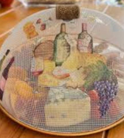 Cobre alimentos aramado com decoupage artesanal (25 cm) somente a