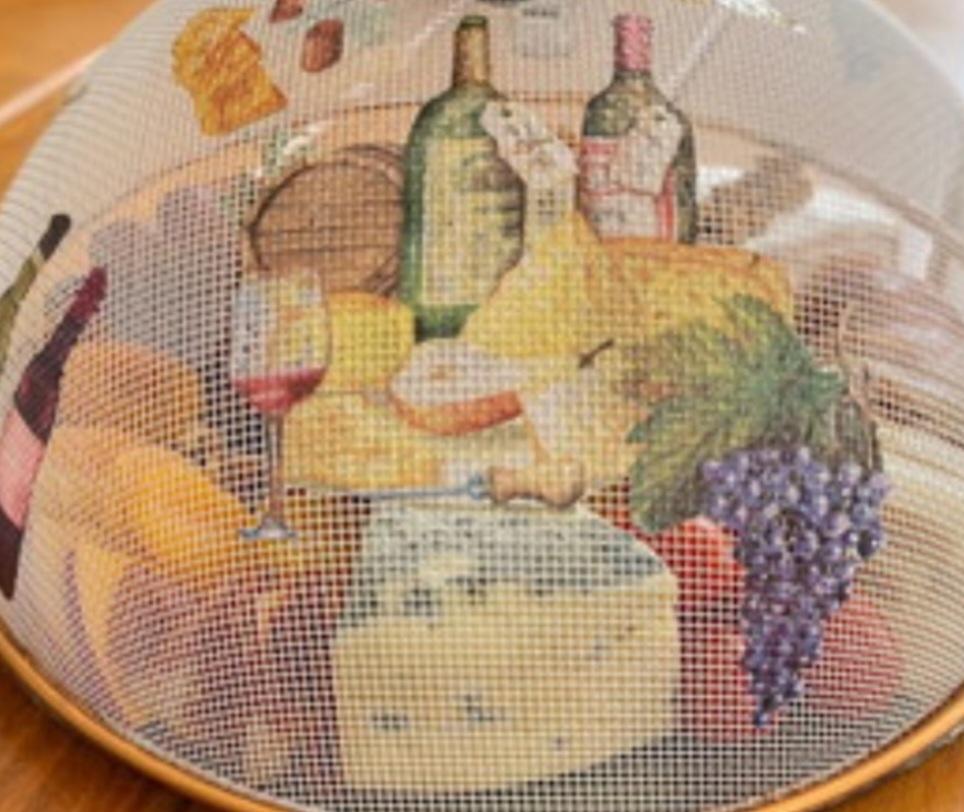 Cobre alimentos aramado com decoupage artesanal (25 cm) somente a