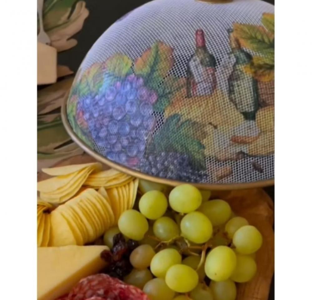 Cobre alimentos aramado com decoupage artesanal (25 cm) somente a