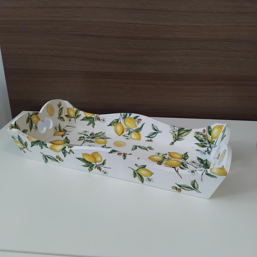 Cesto para pão fatiado G em decoupage artesanal