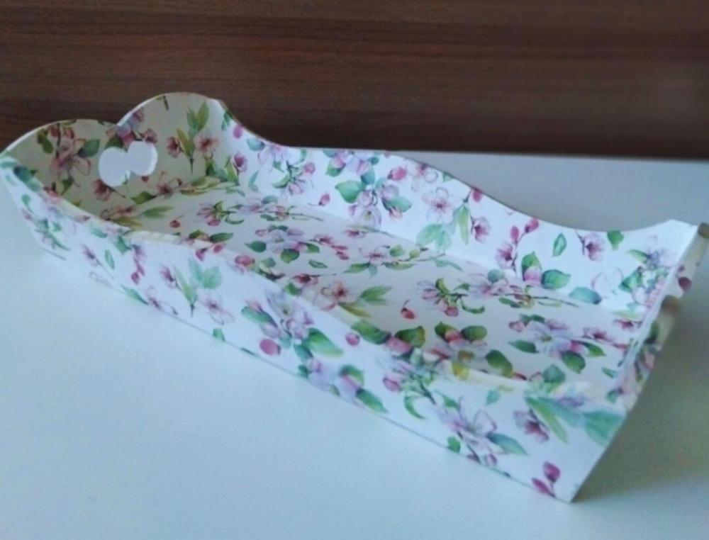 Cesto para pão fatiado G em decoupage artesanal