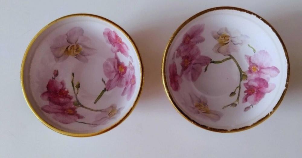 Jogo com 2 bowls (500 ml cada) em decoupage artesanal