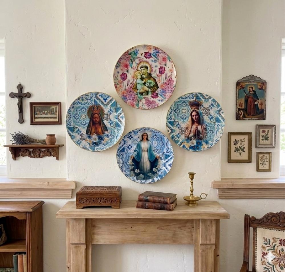 Prato decorativo em decoupage artesanal 22 cm de diâmetro