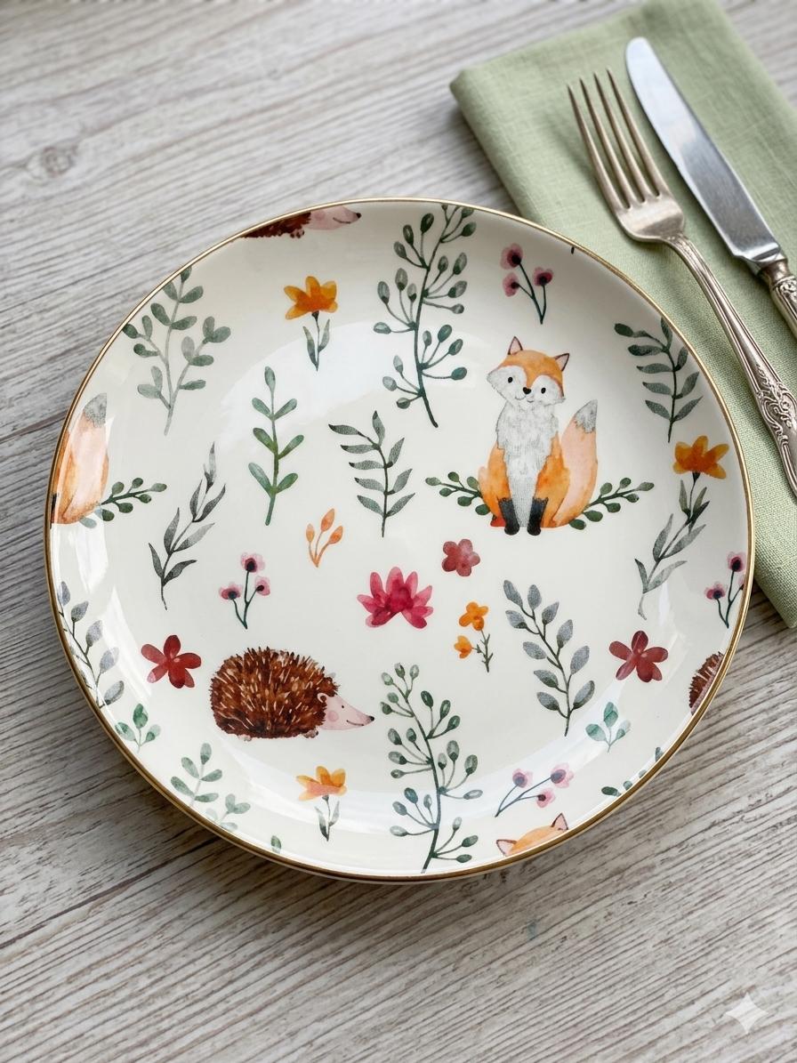 Prato de sobremesa em decoupage artesanal