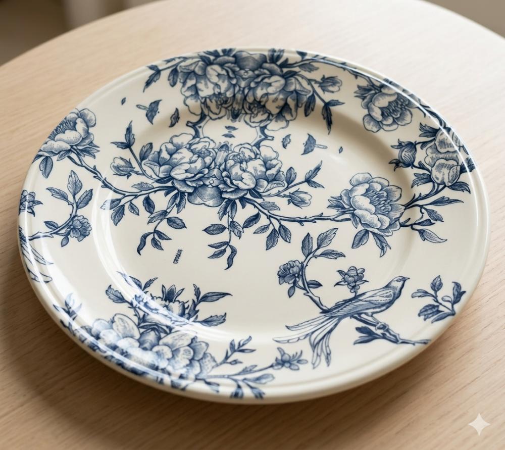 Prato de sobremesa em decoupage artesanal