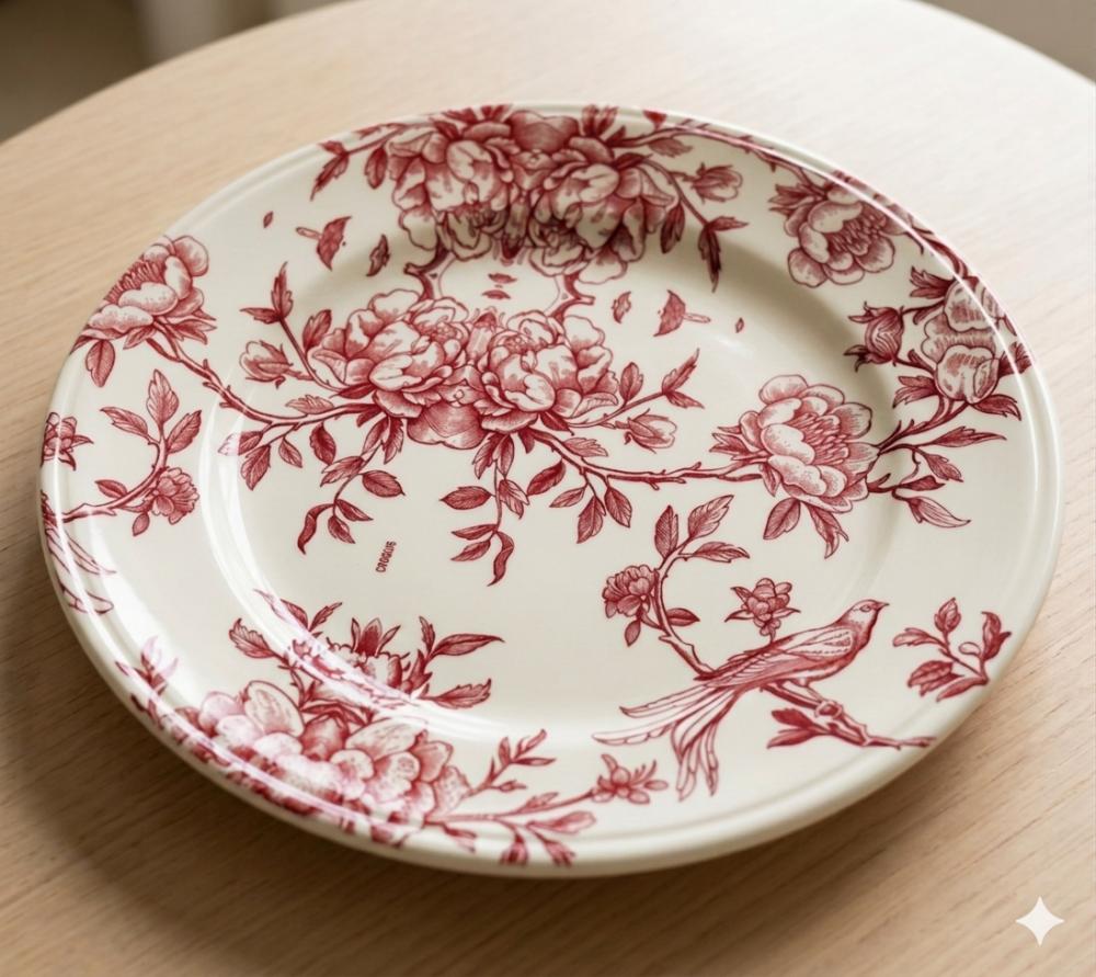 Prato de sobremesa em decoupage artesanal