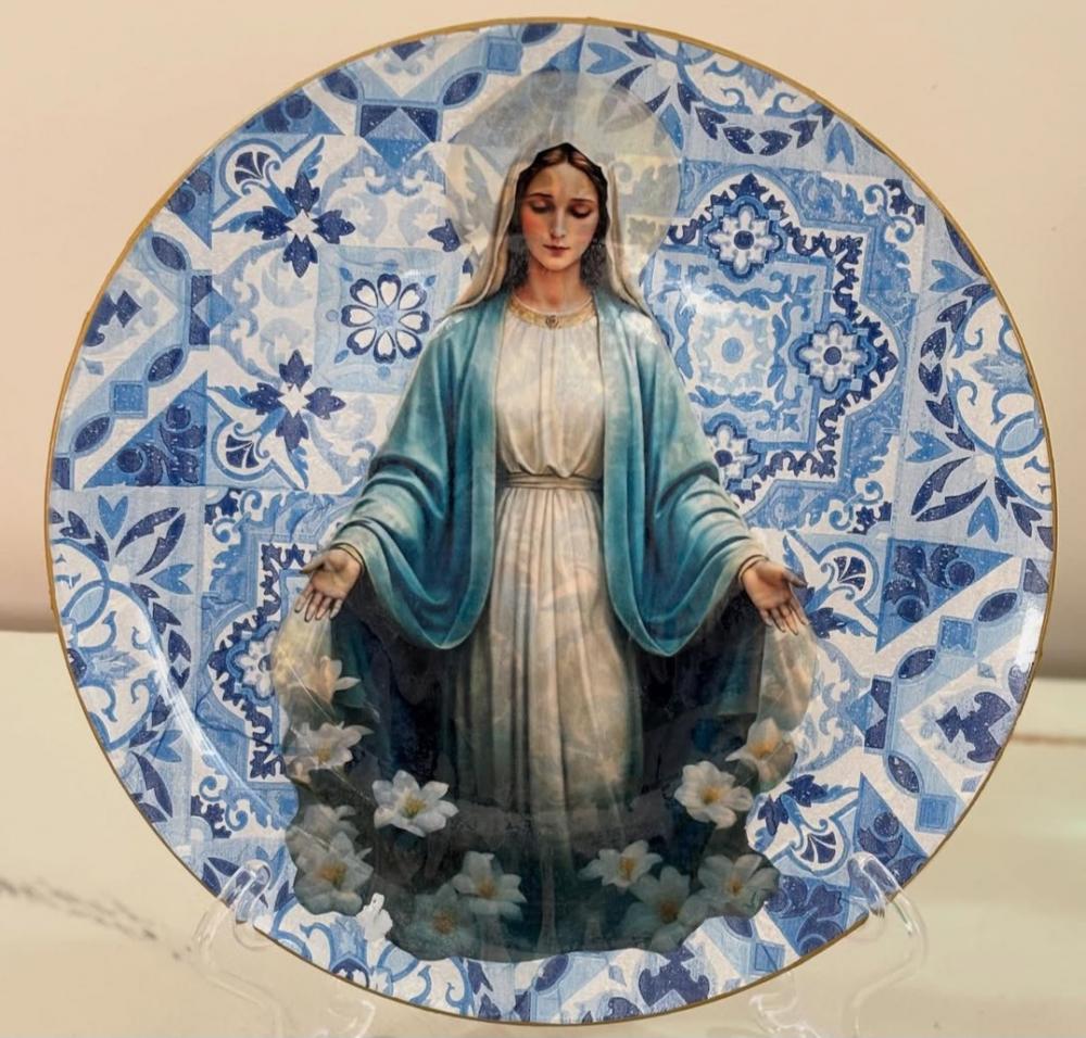 Prato decorativo em decoupage artesanal 22 cm de diâmetro