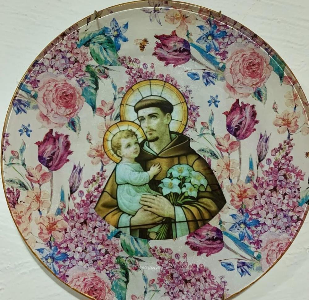 Prato decorativo em decoupage artesanal 22 cm de diâmetro