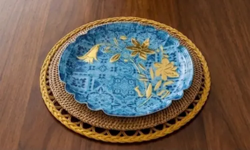 Prato de bolo em vidro com decoupage artesanal 32 cm