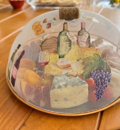 Cobre alimentos aramado com decoupage artesanal (25 cm) somente a
