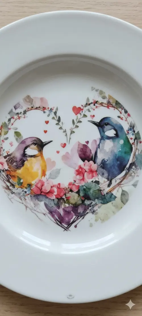 Prato de sobremesa em decoupage artesanal