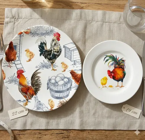 Jogo de pratos (1 raso + 1 sobremesa) em decoupage artesanal