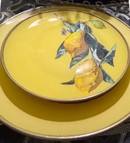 Jogo de pratos (1 raso + 1 sobremesa) em decoupage artesanal
