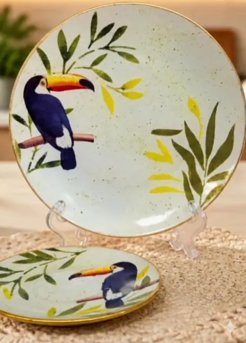 Prato decorativo em decoupage artesanal 22 cm de diâmetro