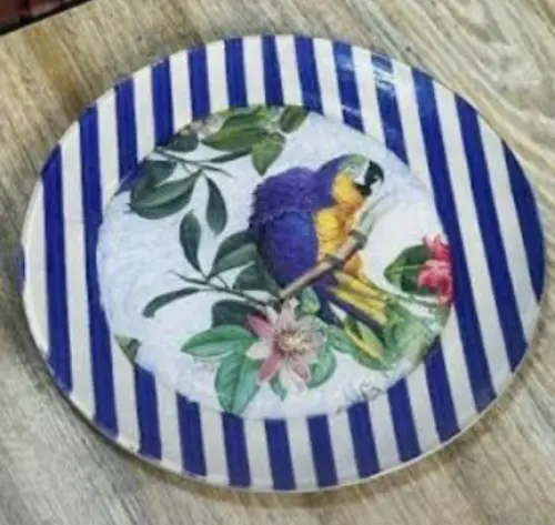 Prato decorativo em decoupage artesanal 22 cm de diâmetro