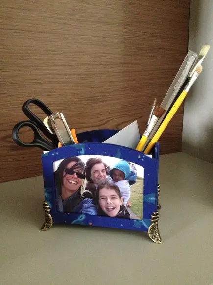 Porta lápis com porta retrato