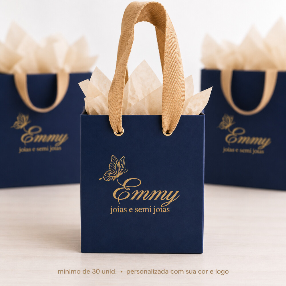 Mini Sacola Personalizada MONTADA 11x10x4  para Joias, Semijoias