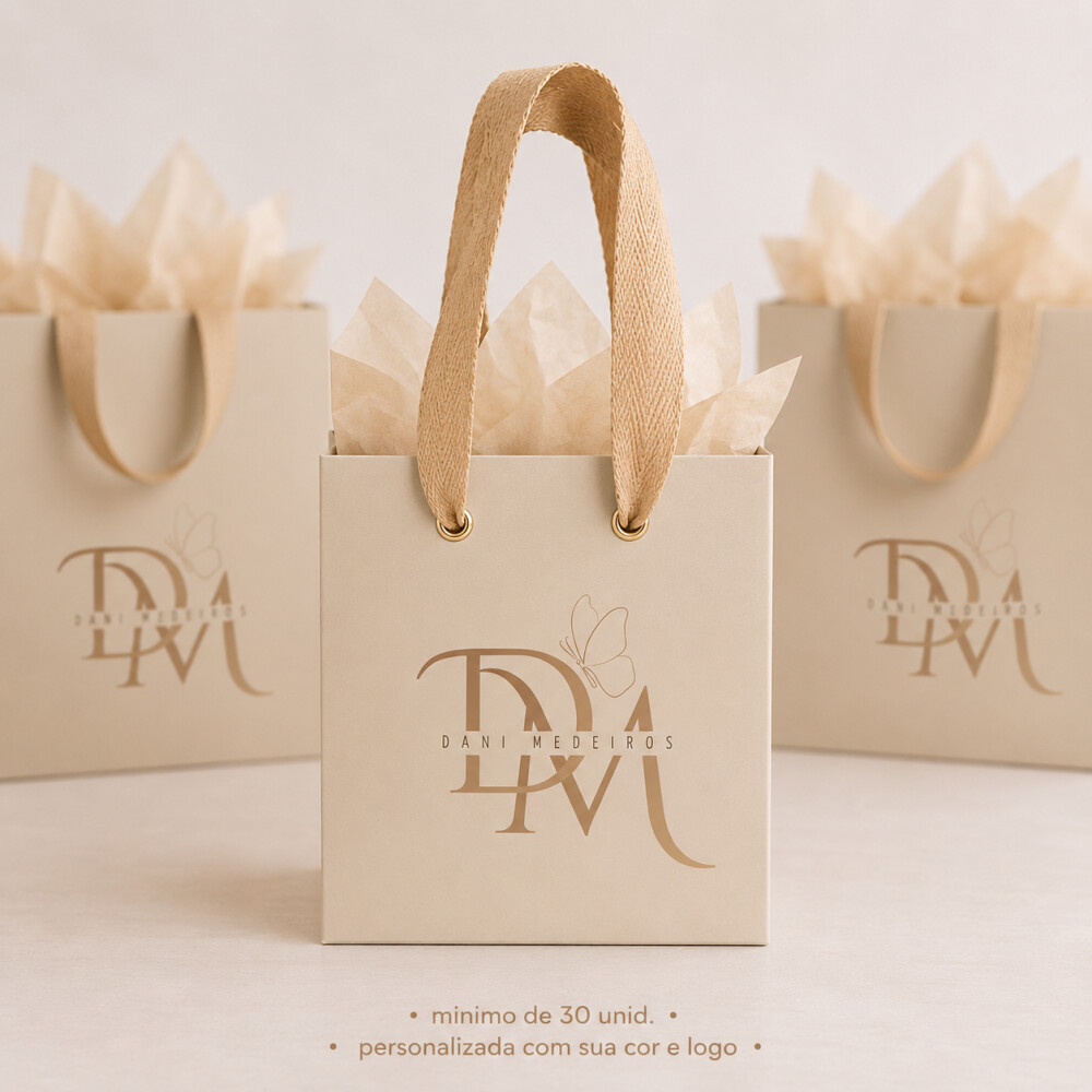 Mini Sacola Personalizada MONTADA 11x10x4  para Joias, Semijoias