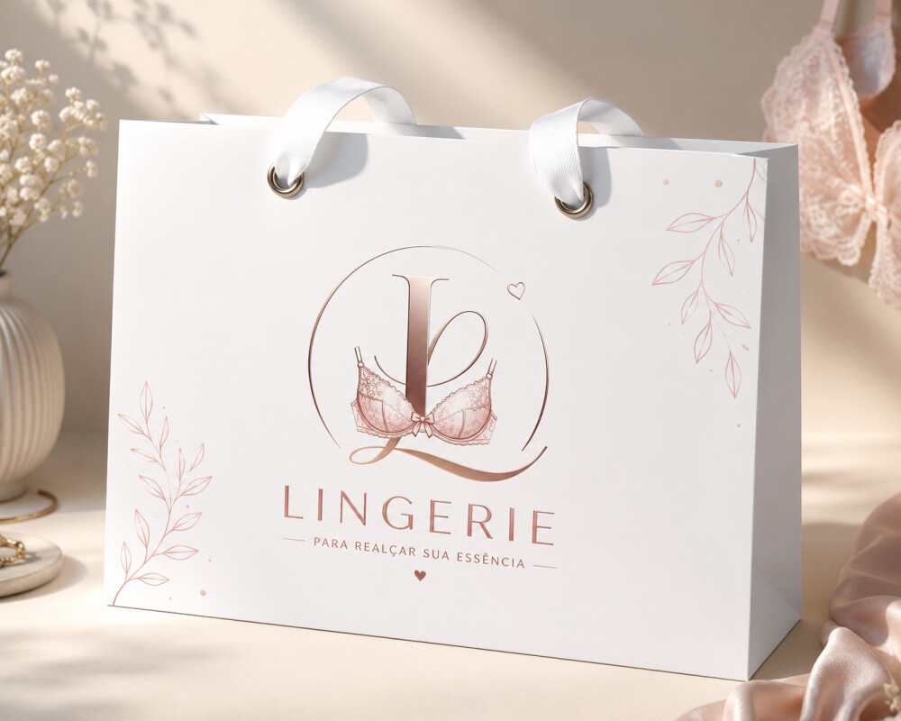 Sacola para loja de lingerie com logo personalizada