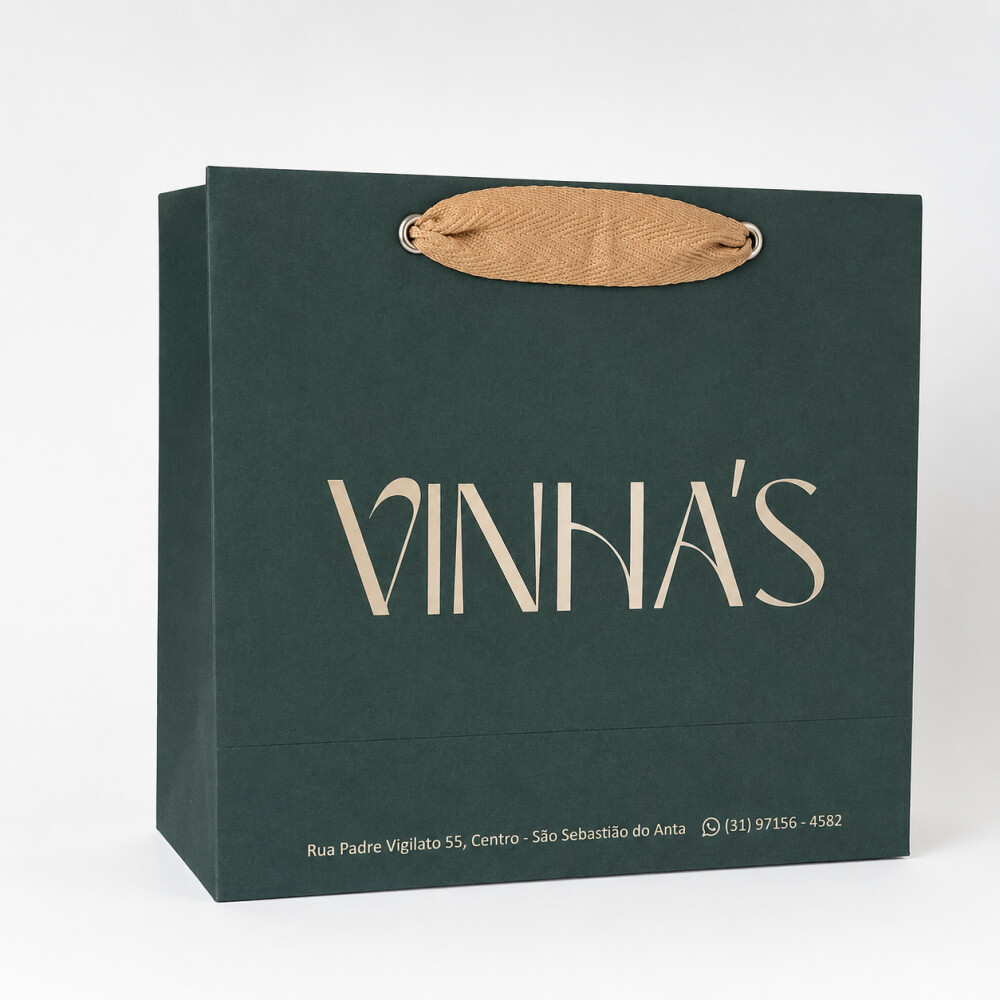 Sacola personalizada para clínica de estética com logo 20x18x8c