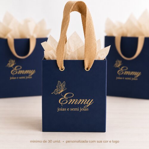 Mini Sacola Personalizada MONTADA 11x10x4  para Joias, Semijoias
