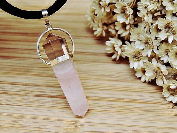 Colar Atlante - Prata 925 - Quartzo Rosa/quartzo Fumê