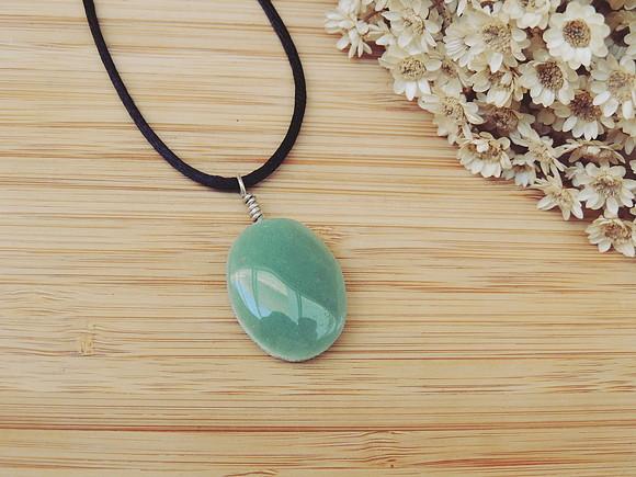 Colar Prata 925 Quartzo Verde Oval