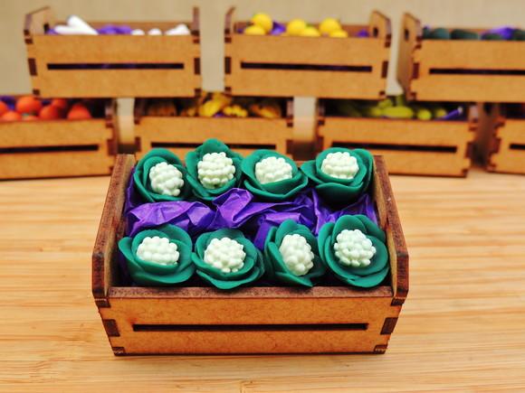 Mini Caixa de Feira com 10 Couve-flor - Biscuit