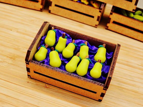 Mini Caixa de Feira com 10 Peras - Biscuit