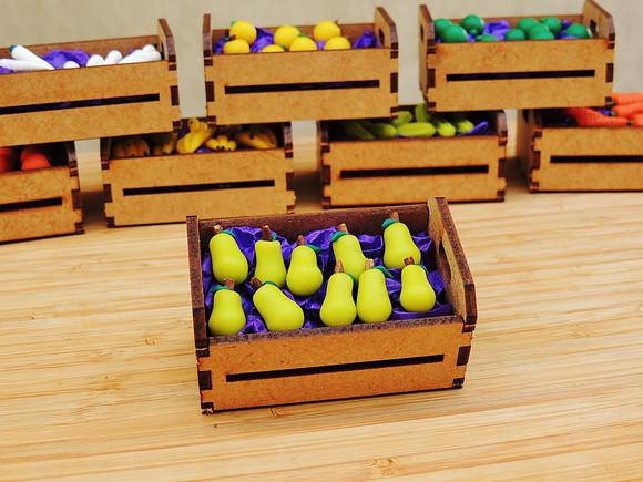 Mini Caixa de Feira com 10 Peras - Biscuit