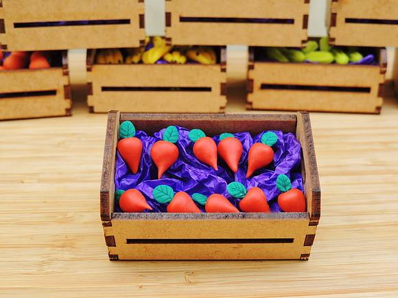 Mini Caixa de Feira com 10 Rabanetes - Biscuit