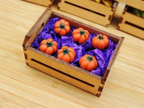 Mini Caixa de Feira com 10 Abóboras - Biscuit