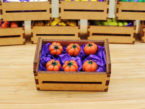 Mini Caixa de Feira com 10 Abóboras - Biscuit