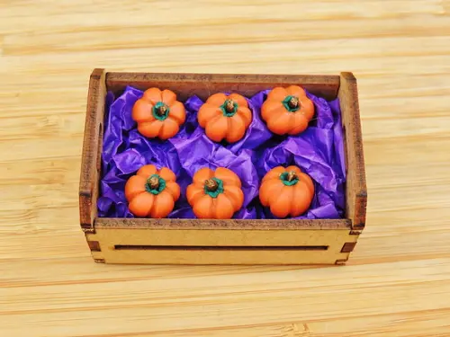 Mini Caixa de Feira com 10 Abóboras - Biscuit