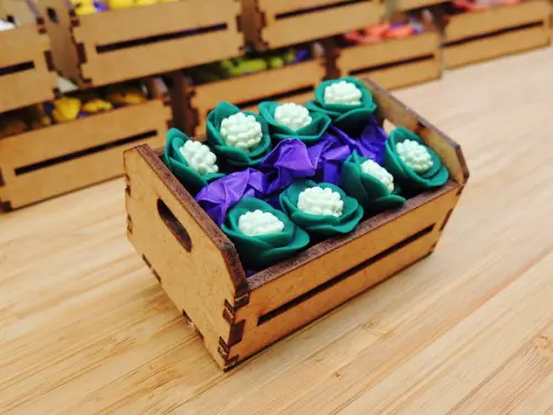 Mini Caixa de Feira com 10 Couve-flor - Biscuit