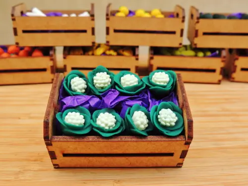 Mini Caixa de Feira com 10 Couve-flor - Biscuit