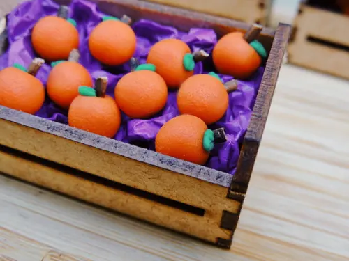 Mini Caixa de Feira com 10 Laranjas - Biscuit