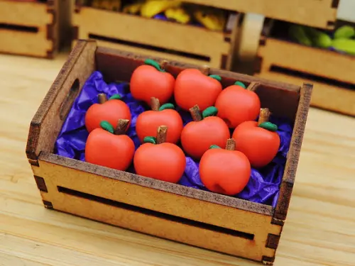 Mini Caixa de Feira com 10 Maçãs - Biscuit