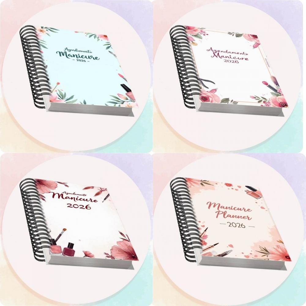 Arquivo Digital Combo Agendamento Manicure 2026 8 Cores