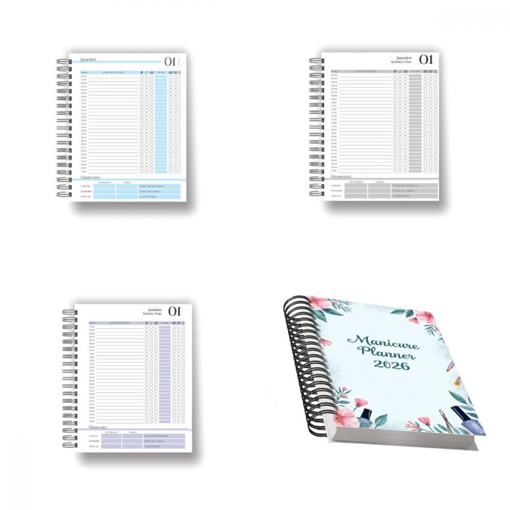 Arquivo Digital Combo Agendamento Manicure 2026 8 Cores