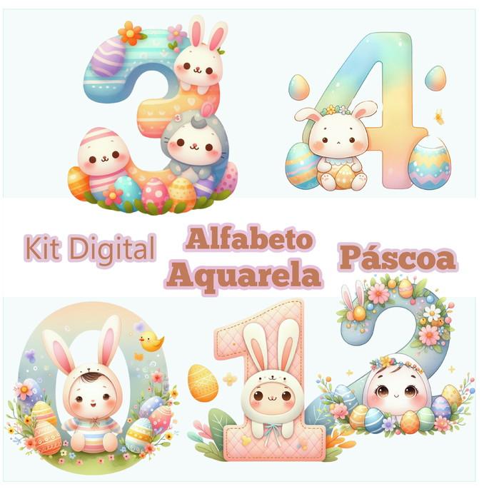 Kit Digital  Alfabeto  Páscoa Aquarela Envio Imediato.