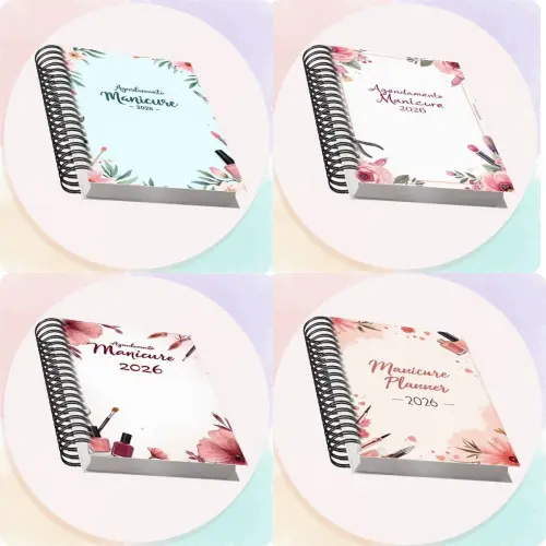 Arquivo Digital Combo Agendamento Manicure 2026 8 Cores