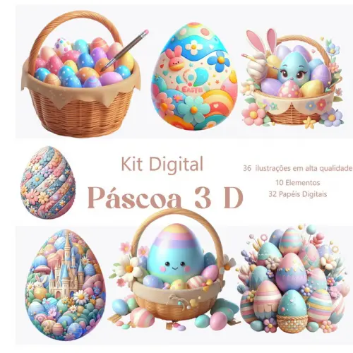 Kit Digital Páscoa Encantada 3D Envio Imediato.